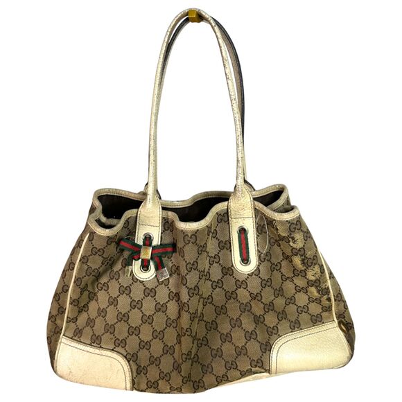 Gucci Princy Line GG Canvas Ribbon Tote Shoulder Bag - FLAWS Project Bag - Picture 1 of 9